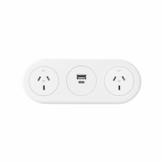 Echo In Desk 2 GPO with USB Fast Charging Module

Echo series delivers the latest charging technology to empower engaging and connected spaces within the commercial workplace, integrating into personal workstations, soft-seating and collaborative spaces. This module is  combination of USB A/C Charging and 2 GPO. The module has a shallow depth of 46mm, with easy top-side installation without fastening from the bottom.

Features
Minimalistic surface design blends into any surface.
Surface installation suited to soft seating and custom joinery.
Available to be configured with softwiring connector or standard 3-pin plug
1000mm TAG lead with L3F splitter or 1500mm lead with 3-pin plug
Standard colours black and white.
GPOs are shuttered.