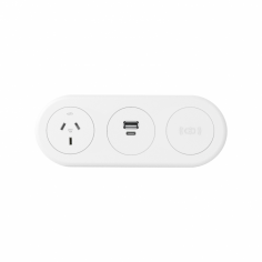 Echo In Desk GPO with Wireless and USB Fast Charge Module

Echo series delivers the latest charging technology to empower engaging and connected spaces within the commercial workplace, integrating into personal workstations, soft-seating and collaborative spaces. This module has both USB A/C Charging and Wireless Charging and a GPO. The module has a shallow depth of 46mm, with easy top-side installation without fastening from the bottom

Features
Minimalistic surface design blends into any surface.
Surface installation suited to soft seating and custom joinery.
Available to be configured with softwiring connector or standard 3-pin plug
1000mm TAG lead with L3F splitter or 1500mm lead with 3-pin plug
Standard colours black and white.