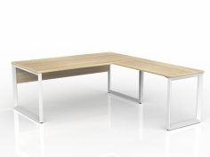 OL Anvil Desk with Return and Modesty – Oak Top
Top: E1 grade board, 25mm melamine finished thickness with matching 2mm PVC edges
50mm x 50mm x 50mm triangle  frame and 50mm x 25mm rail
Flat Pack, Assembly is required
ISO9001 Quality Assurance Certificate
GECA Certified
10 year warranty
End leg set and single corner leg.
2mm steel for extra strength and stability
80 mm height adjustment in each foot
Arctic black or white powdercoat finish
Multiple rail positions on each frame
Worktop height 715 mm
