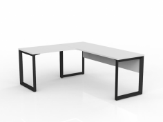 OL Anvil Desk with Return and Modesty – White Top with Black Frame
Top: E1 grade board, 25mm melamine finished thickness with matching 2mm PVC edges
50mm x 50mm x 50mm triangle  frame and 50mm x 25mm rail
Flat Pack, Assembly is required
ISO9001 Quality Assurance Certificate
GECA Certified
10 year warranty
End leg set and single corner leg.
2mm steel for extra strength and stability
80 mm height adjustment in each foot
Arctic black powdercoat finish
Multiple rail positions on each frame
Worktop height 715 mm