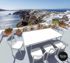 FL 9 Piece Balcony Setting with Cross Chairs
Suitable for indoor and outdoor commercial use*.
Available Sizes (mm): Air Table: L1800xW900xH740 | Pacific Armchair: W510 x D510 x H870 Seat Height 440mm
Unit Weights: Air Table: 41kg | Pacific Armchair: 5.2 KG
Chairs are stackable with Seating Weight Limit: 150 KG
Available In: Black and White
Made of polypropylene
Replaceable feet
Supplied unassembled, minor assembly requied
Made in Europe
Produced in accordance with ISO 14001:2015 Environmental Management System Certification
*It is advisable to select white air table tops for use in direct sunlight conditions. Dark colours (Black) used in direct sunlight become hot and will fade over time. Dark coloured tops should only be used in shaded outdoor areas. Fading & warping of dark coloured tops used in direct sunlight is not covered under warranty.


PACKAGE INCLUDES:

Air Table 180 by Siesta x 1
Cross Back Chair x 8