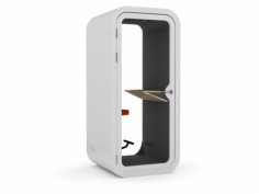 OL SpacePod Freestanding Quiet Zone
Stocked in White or Black exterior/frame and table with grey sofa and interior walls.
Insulated by layers of sheet metal, birch plywood, recycled acoustic foam and acoustic felt.
Rounded floor and ceiling joinery helps address the build-up of low, bass sounds.
Laminated glass door and rear wall.
Includes gas-lift stool & tabletop.
Internal LED Lighting.
Anti-static and stain resistant floor carpet.
Air ventilation.
USB/AC ports & 240 volt electrical power outlet.
10 year warranty (excludes electrical components).
Comes partly assembled.
Dimensions: 1000w x 900d x 2200h mm