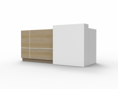 RL Sempre Reception Counter
Black or White Melamine Feature Stand-Off Module
Dimension(mm) : 1150H X 2400W X 950D
45 Deg. Joins Throughout
Black or White Powedercoat Aluminium Feature Strips
Semi Assembled Slide Together Design
500 Wide by 50 Deep Scallop Cutout in work surface for cable access
Support rail under work surface
Floor to Work Surface: 730mm Height
Warranty: 5years