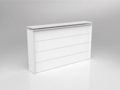 OL Axis Straight Reception Counter with Poptop Facade 1800mm
Axis Reception Counter
ISO 14001 and ISO 9001 Certified
Fits over Axis, Anvil, Aero – 1800w Straightline Desks and 1800 x 1800w 90 degree Workstations
1200mm high x 300mm deep
18 mm White melamine on E0 grade
substrate with matching PVC edge
Flush-joined construction detailing
All reception options require freestanding worksurfaces
Aluminium beading detail on front
Flatpack, assembly required
Warranty: 10 Years
For other sizes please inquire