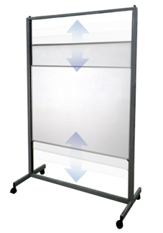 VC Aspire Mobile Vertical Sliding Whiteboard
More writing in less space
2 double sided – 1200x900mm whiteboards, so a total of four writing surfaces. 2 surfaces are Porcelain and 2 surfaces are commercial magnetic
So easy to use .. boards glide up and down
Strong steel stand, epoxy coated black
Tested 10,000 times